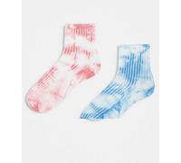 Pieces - Confezione da 2 paia di calzini tie-dye blu e rosa-Multicolore One Size