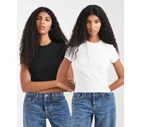 Pieces - Confezione da 2 t-shirt mini nera e bianca-Nero XL