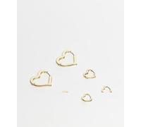 Pieces - Confezione da 3 paia di orecchini piccoli a cuore dorati-Oro No Size