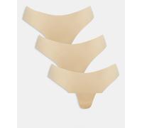 Pieces - Confezione da 3 perizomi beige senza cuciture-Neutro S