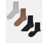 Pieces - Confezione da 4 paia di calzini neutri a coste-Multicolore One Size