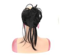 Pieces Curly Hairs Bun Scrunchie for Women Synthetic Messy Buns Piece Tousled Updo Haires Buns Extension Elastic Band Hair Ponytail Extensions (Black)