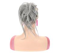 Pieces Curly Hairs Bun Scrunchie for Women Synthetic Messy Buns Piece Tousled Updo Haires Buns Extension Elastic Band Hair Ponytail Extensions (Dark Grey + White)