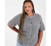 Pieces Curve - Cardigan a maniche corte squadrato grigio mélange medio 52-54