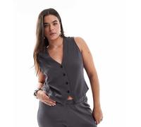 Pieces Curve - Gilet strutturato in jersey color grigio magnete in coordinato 54