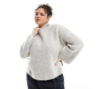 Pieces Curve - Vestito maglia premium lungo e morbido con polsini ampi grigio chiaro mélange 50-52