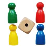 Pièces De Jeu De Société, Pions Jeu De Société,4 Pièces D'échecs Jeton De Jeu En Bois Avec 1 Dés - Composants À Dames Multicolori Portatili, Petits Accessoires De Planche Pour La Soirée De Fête