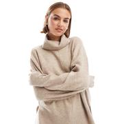Pieces - Dolcevita beige con cuciture a vista sul davanti-Neutro M