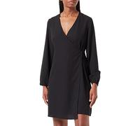 PIECES Pcnessa LS Wrap Dress Noos Vestito, Nero, XS Donna