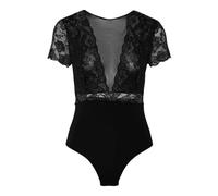 PIECES PCSICCA SS Bodystocking Noos Body, Black, M Donna