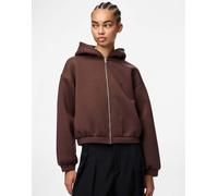 Pieces - Felpa color caffè con cappuccio-Marrone M