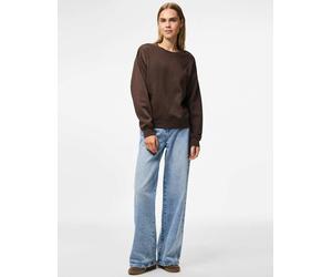 Pieces - Felpa color spugnola-Marrone XL