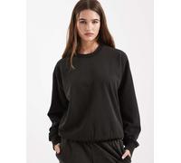 Pieces - Felpa oversize color nero slavato in coordinato XXL