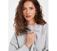 Pieces - Felpa oversize grigio chiaro mélange in coordinato L