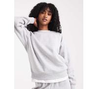 Pieces - Felpa oversize grigio chiaro mélange in coordinato L