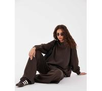 Pieces - Felpa oversize marrone cioccolato in coordinato L