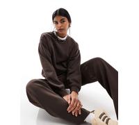 Pieces - Felpa oversize marrone cioccolato in coordinato XS