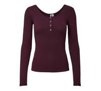 Pieces Top Pckitte LS Noos BC – Maglia jersey manica lunga tinta unita Rosso Vivo S Donna