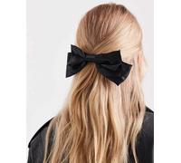 Pieces - Fermaglio per capelli a forma di fiocco in raso nero One Size