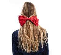 Pieces - Forcina per capelli in raso rosso a forma di fiocco One Size