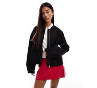 Pieces - Giacca bomber nera taglio corto-Nero L