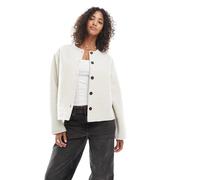 Pieces - Giacca corta effetto teddy color crema-Bianco L
