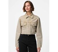 Pieces - Giacca di jeans color sabbia-Bianco XL