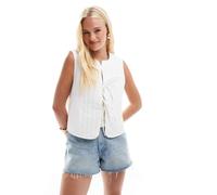 Pieces - Gilet estivo bianco nuvola trapuntato leggero allacciato sul davanti M