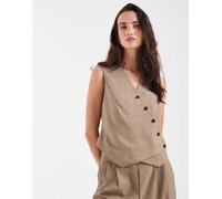 Pieces - Gilet sartoriale asimmetrico marrone chiaro in coordinato S