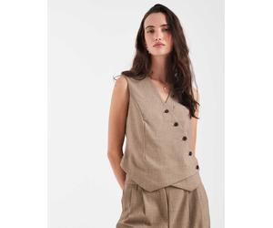 Pieces - Gilet sartoriale asimmetrico marrone chiaro in coordinato S