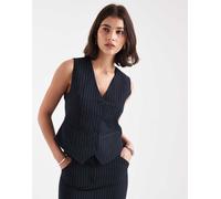 Pieces - Gilet sartoriale blu navy gessato in coordinato M