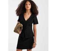 Pieces - Gilet strutturato a maniche corte in jersey nero in coordinato S