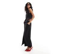 Pieces - Gonna lunga sartoriale nera con spacco sul davanti in coordinato-Neutro L