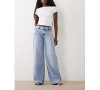 Pieces jeans a gamba larga in denim azzurro chiaro-Blu W28 L30