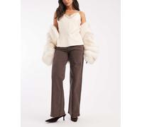 Pieces - Jeans a vita bassa con fondo ampio marrone slavato W32 L32