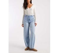 Pieces - Jeans azzurri bombati a vita media-Blu W27 L32