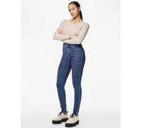 Pieces - Jeggings in denim blu medio XS L32