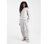 Pieces - Joggers a fondo ampio grigio chiaro mélange in coordinato XS