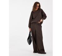 Pieces - Joggers a fondo ampio marrone cioccolato in coordinato S