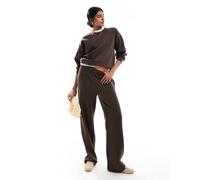 Pieces - Joggers a fondo ampio marrone cioccolato in coordinato XS