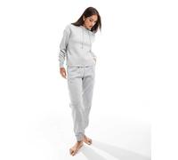 Pieces - Joggers in felpa grigio chiaro mélange con allacciatura in vita in coordinato M
