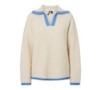 PIECES Knit Pcbera LS Oversize Polo a Maglia BC, Egret, L Donna
