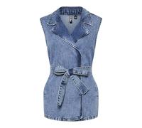 PIECES Long Vest Pcsabine-Gilet Lungo, Media Blu Denim, S Donna