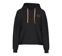 PIECES Pcchilli LS Heart Noos BC - Felpa con Cappuccio, Nero, S