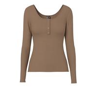 PIECES Pckitte LS Top Noos BC Maglietta a Maniche Lunghe, fossile, L Donna