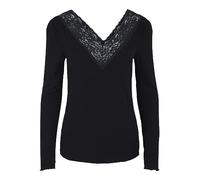 PIECES Maglia Femminile con Scollo a V, Nero, XS