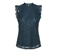 PIECES Pcolline SL Lace Top Noos BC, Reflecting Pond, L Donna