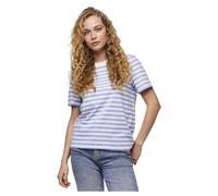 Pieces - T-shirt a maniche corte squadrata a righe blu e bianche XXL