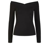 T-shirt da donna a maniche lunghe con scollo a V Pieces Maliva Noir XS