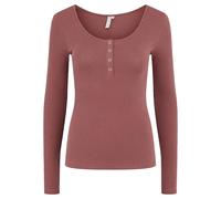 Pieces - Top a maniche lunghe a coste con bottoni a pressione colore speziato-Rosso XL